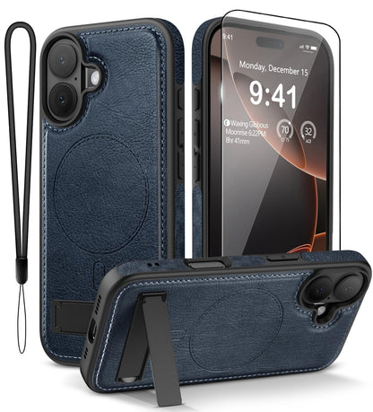 iPhone 17 Pro Max Leather Case with MagSafe Magnetic Kickstand