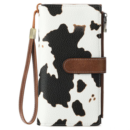 Large Leather Wallet for Women RFID Blocking Trifold Wristlet
