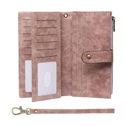 Large Leather Wallet for Women RFID Blocking Trifold Wristlet