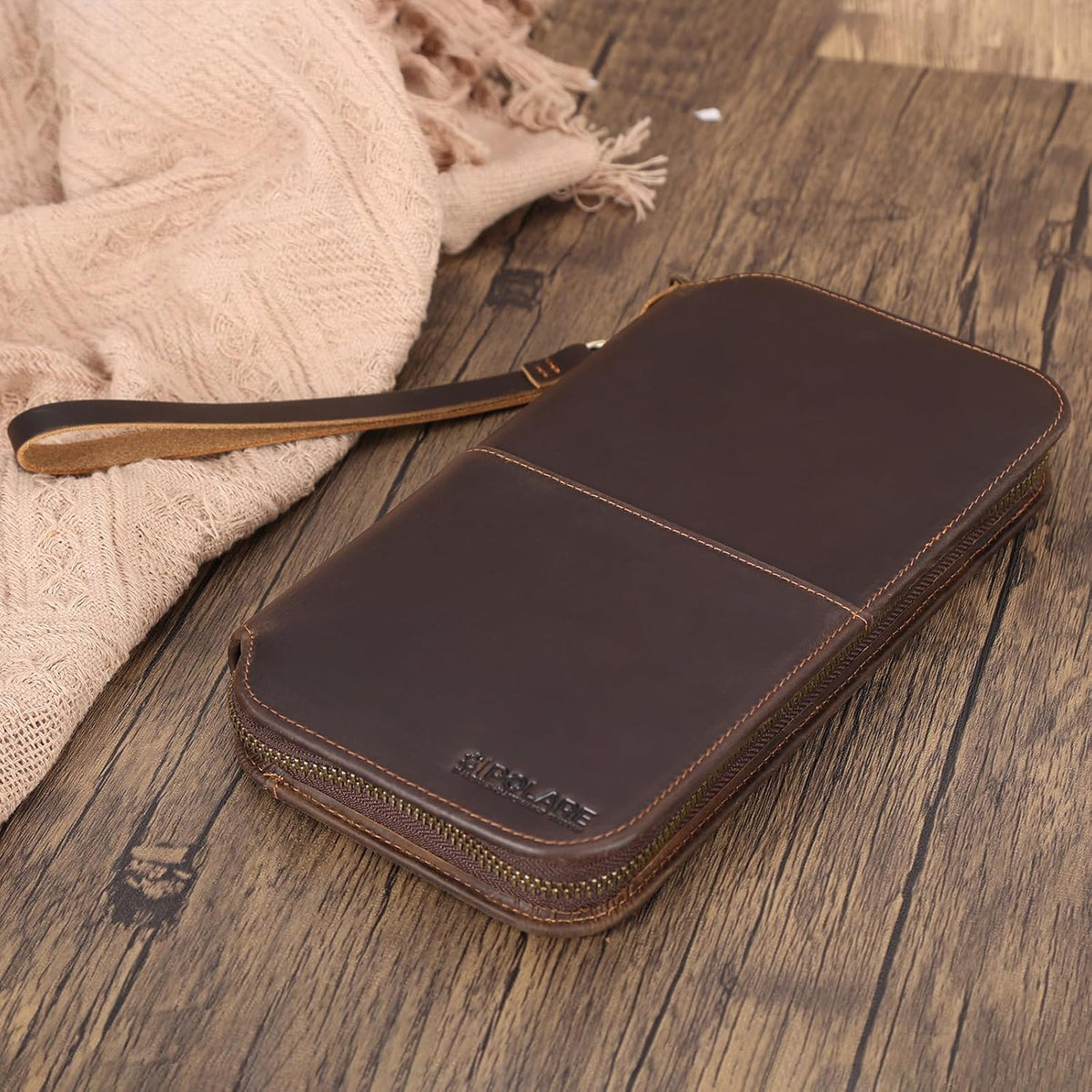 Leather Family Passport Wallet with AirTag Holder RFID Blocking