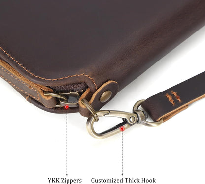 Leather Family Passport Wallet with AirTag Holder RFID Blocking