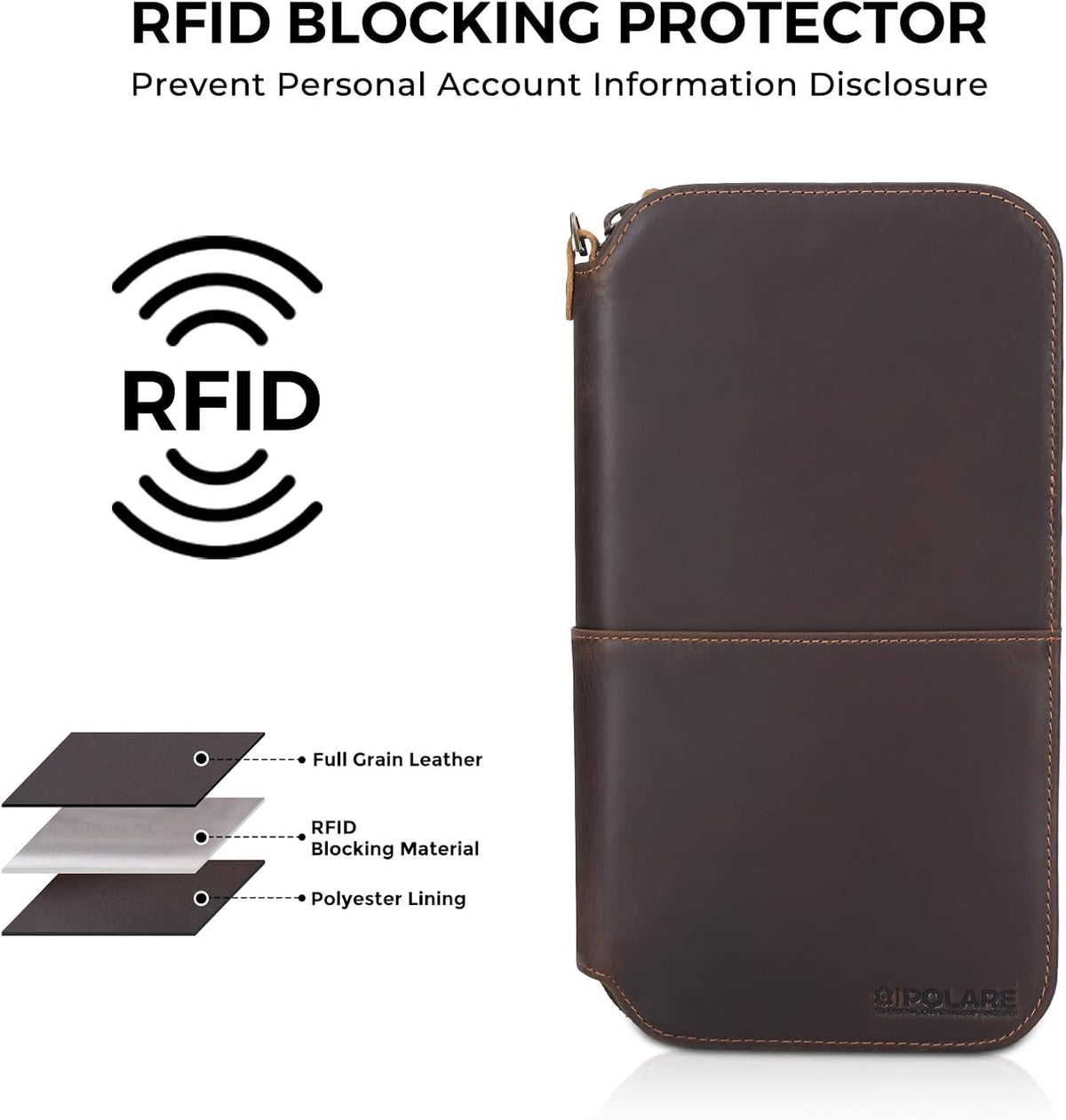 Leather Family Passport Wallet with AirTag Holder RFID Blocking