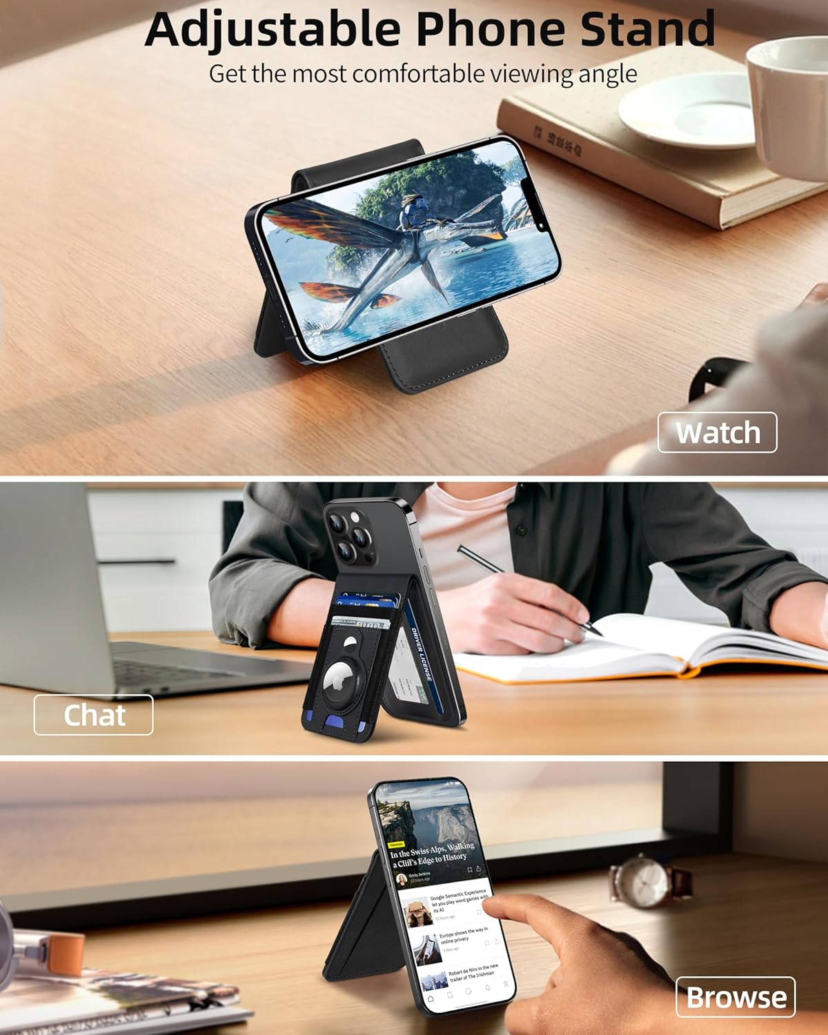 MagSafe Wallet with Air Tag Holder, RFID Stand Card Holder Slim