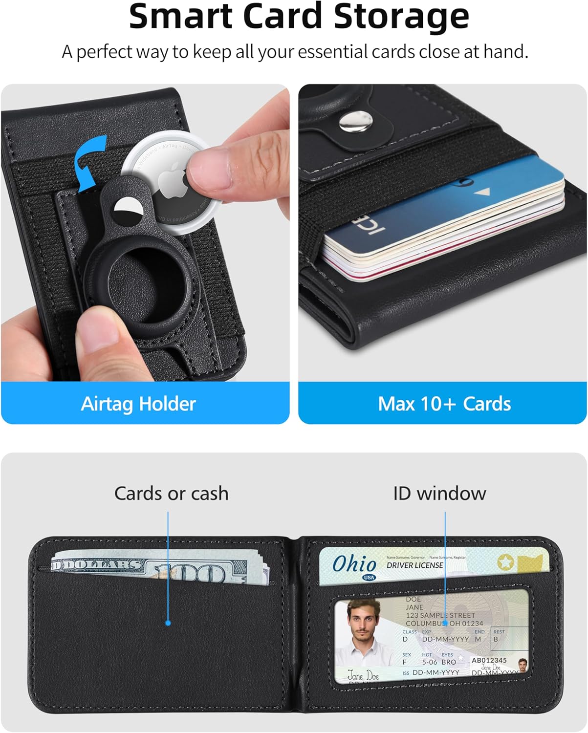 MagSafe Wallet with Air Tag Holder, RFID Stand Card Holder Slim