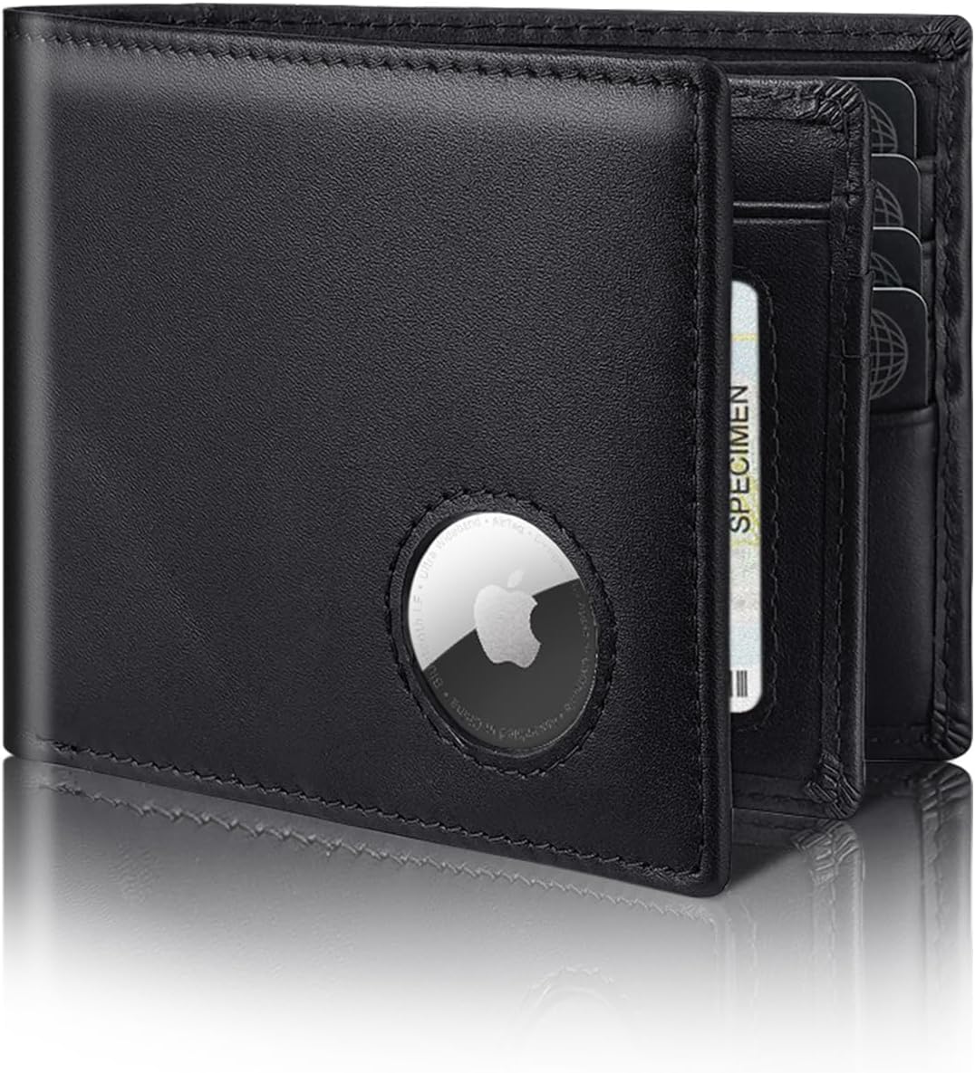 Men’s AirTag Wallet Genuine Leather RFID Blocking Bifold with 14 Card Slots