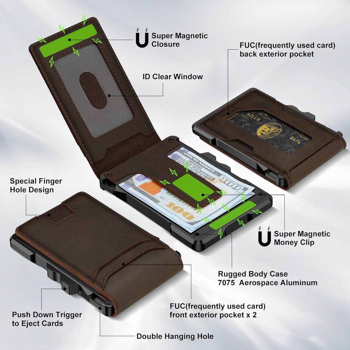 Men’s Slim RFID Leather Wallet with Pop-Up Card Holder