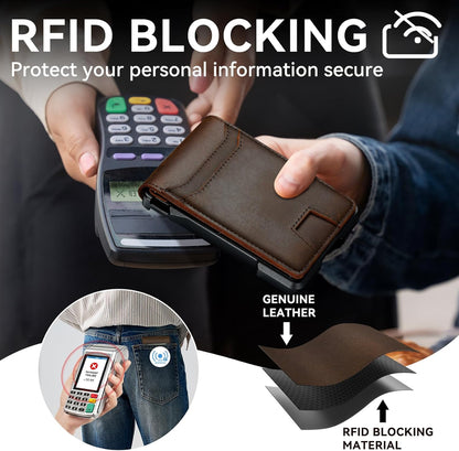 Men’s Slim RFID Leather Wallet with Pop-Up Card Holder