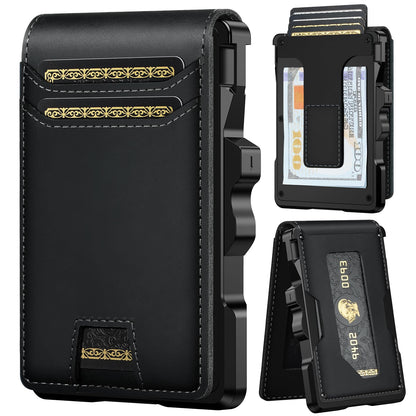 Men’s Slim RFID Leather Wallet with Pop-Up Card Holder
