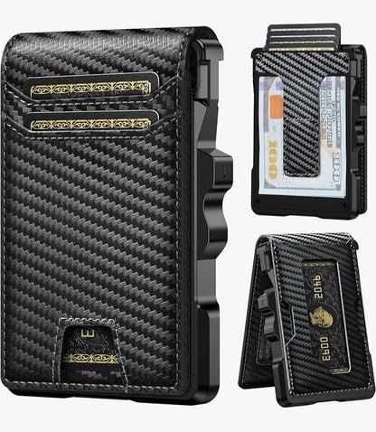 Men’s Slim RFID Leather Wallet with Pop-Up Card Holder