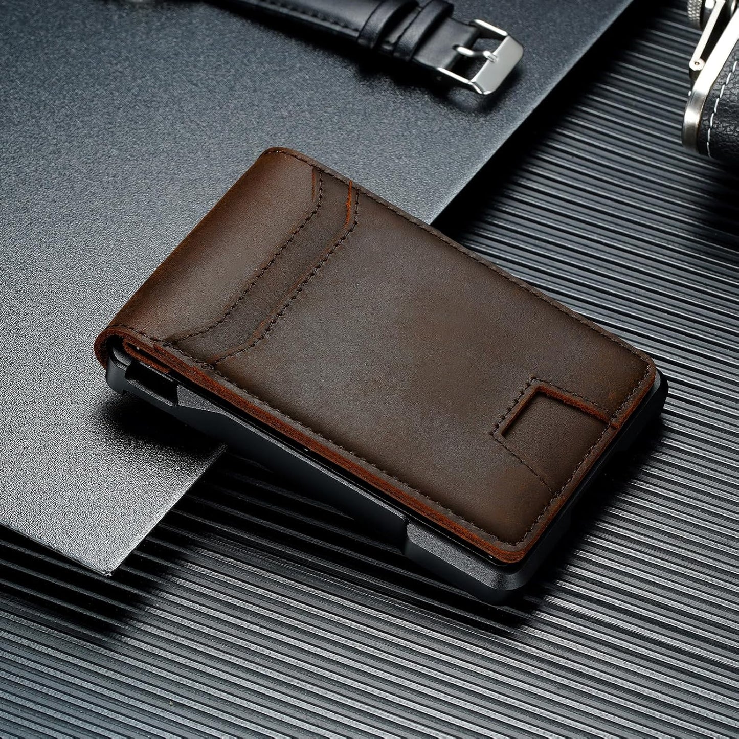 Men’s Slim RFID Leather Wallet with Pop-Up Card Holder