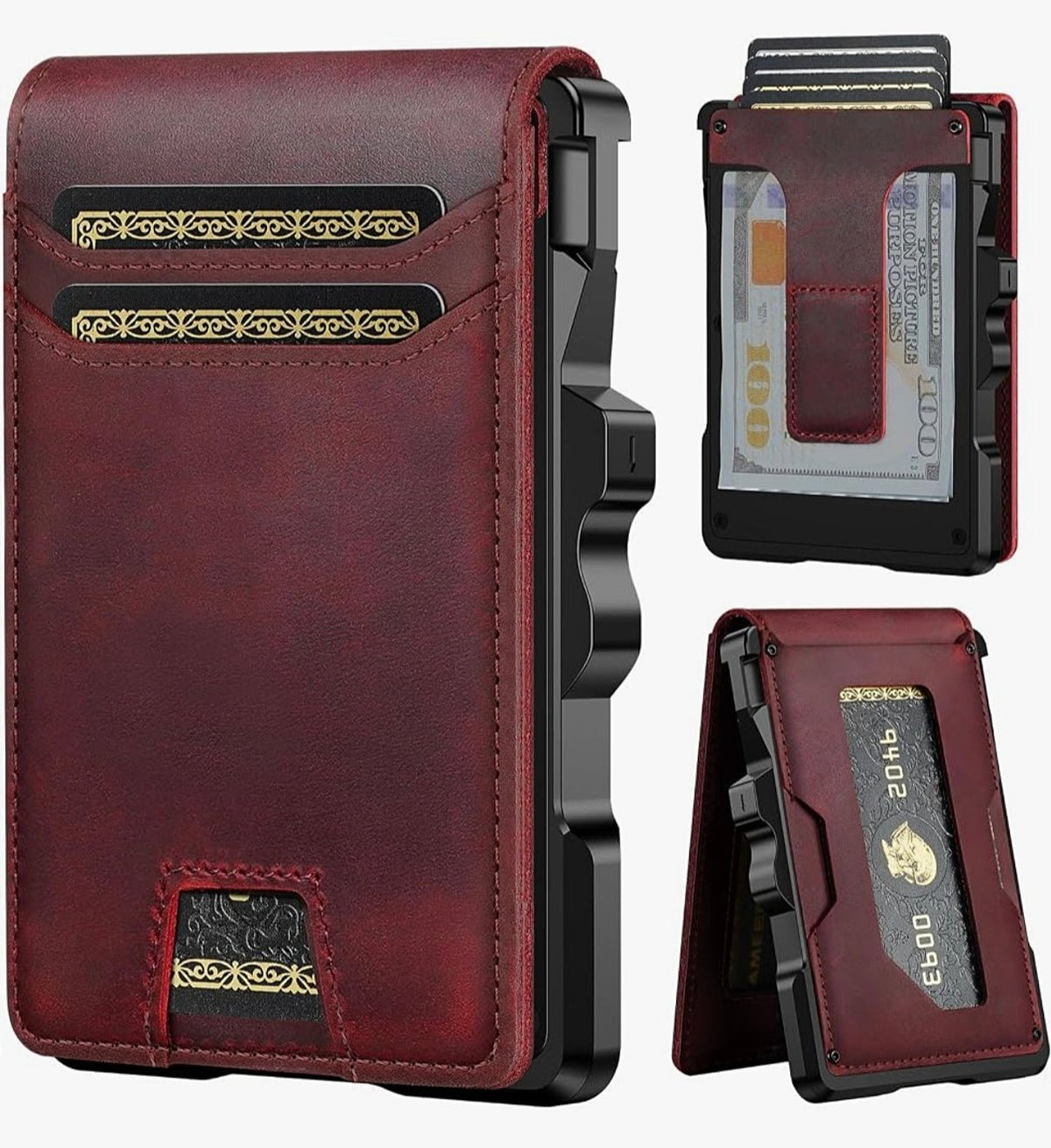 Men’s Slim RFID Leather Wallet with Pop-Up Card Holder