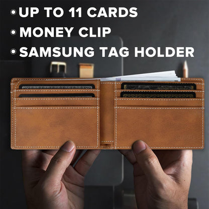 Men's SmartTag2 Wallet Slim Leather RFID Blocking Card Holder Brown