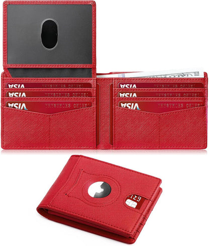 Slim AirTag Wallet for Men RFID Blocking Carbon Fiber Bifold