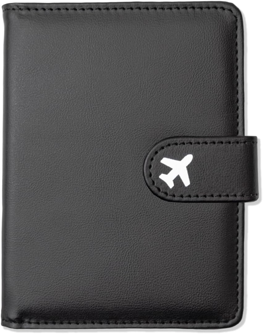 RFID Leather Passport Holder Travel Wallet with Magnetic Closure