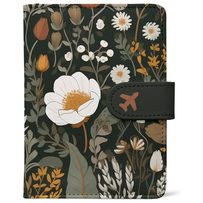 RFID Leather Passport Holder Travel Wallet with Magnetic Closure