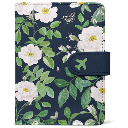 RFID Leather Passport Holder Travel Wallet with Magnetic Closure