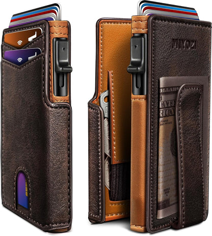 RFID Slim Wallet for Men with Pop-Up Card Holder & Coin Slot