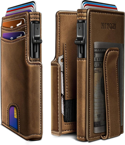 RFID Slim Wallet for Men with Pop-Up Card Holder & Coin Slot