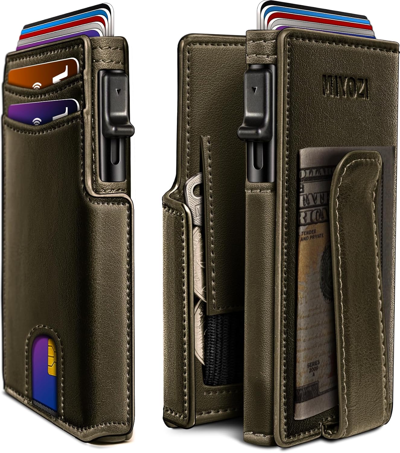 RFID Slim Wallet for Men with Pop-Up Card Holder & Coin Slot