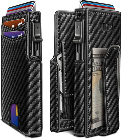 RFID Slim Wallet for Men with Pop-Up Card Holder & Coin Slot