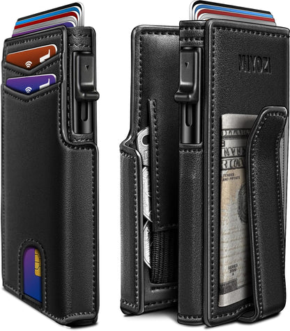 RFID Slim Wallet for Men with Pop-Up Card Holder & Coin Slot