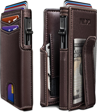 RFID Slim Wallet for Men with Pop-Up Card Holder & Coin Slot