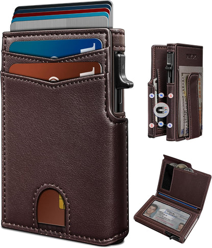 RFID Slim Wallet for Men with Pop-Up Card Holder & Coin Slot