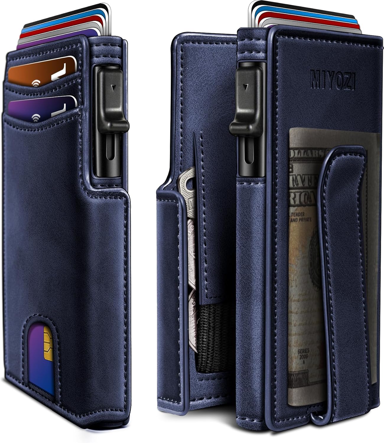 RFID Slim Wallet for Men with Pop-Up Card Holder & Coin Slot