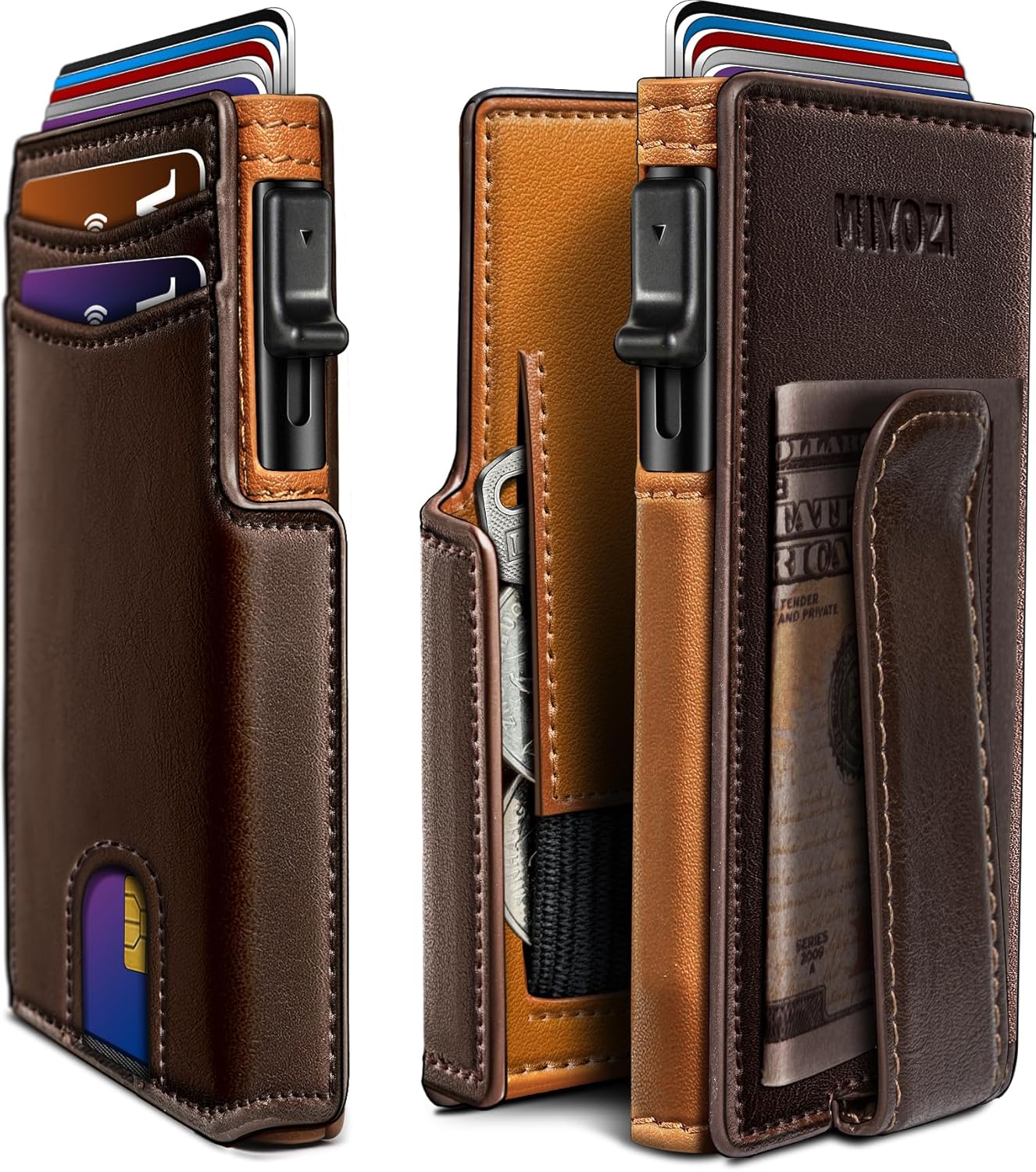 RFID Slim Wallet for Men with Pop-Up Card Holder & Coin Slot