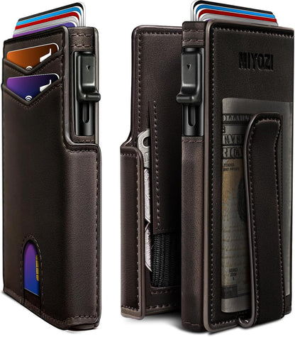 RFID Slim Wallet for Men with Pop-Up Card Holder & Coin Slot