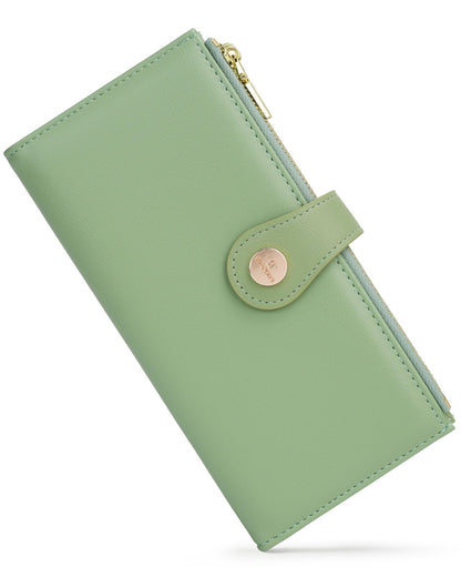 RFID Slim Wallet for Women with 12 Card Slots & Coin Pocket