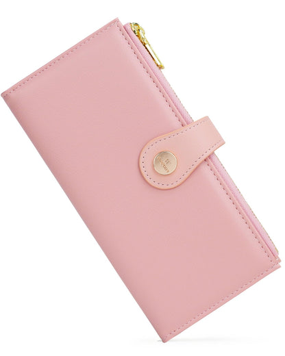 RFID Slim Wallet for Women with 12 Card Slots & Coin Pocket
