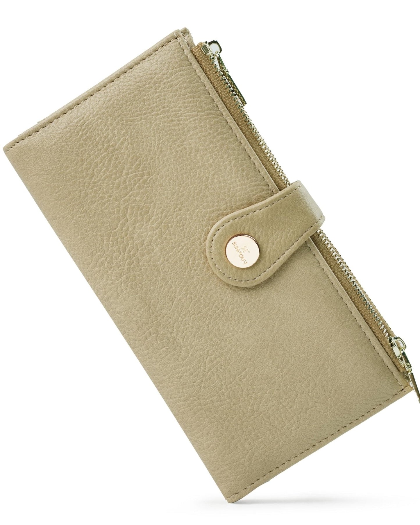 RFID Slim Wallet for Women with 12 Card Slots & Coin Pocket