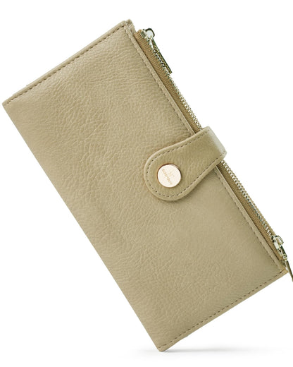 RFID Slim Wallet for Women with 12 Card Slots & Coin Pocket