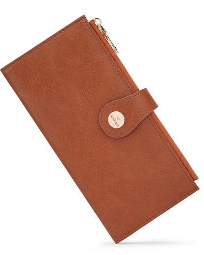 RFID Slim Wallet for Women with 12 Card Slots & Coin Pocket