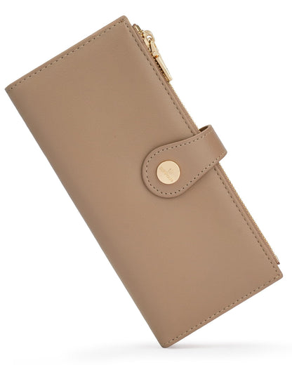 RFID Slim Wallet for Women with 12 Card Slots & Coin Pocket