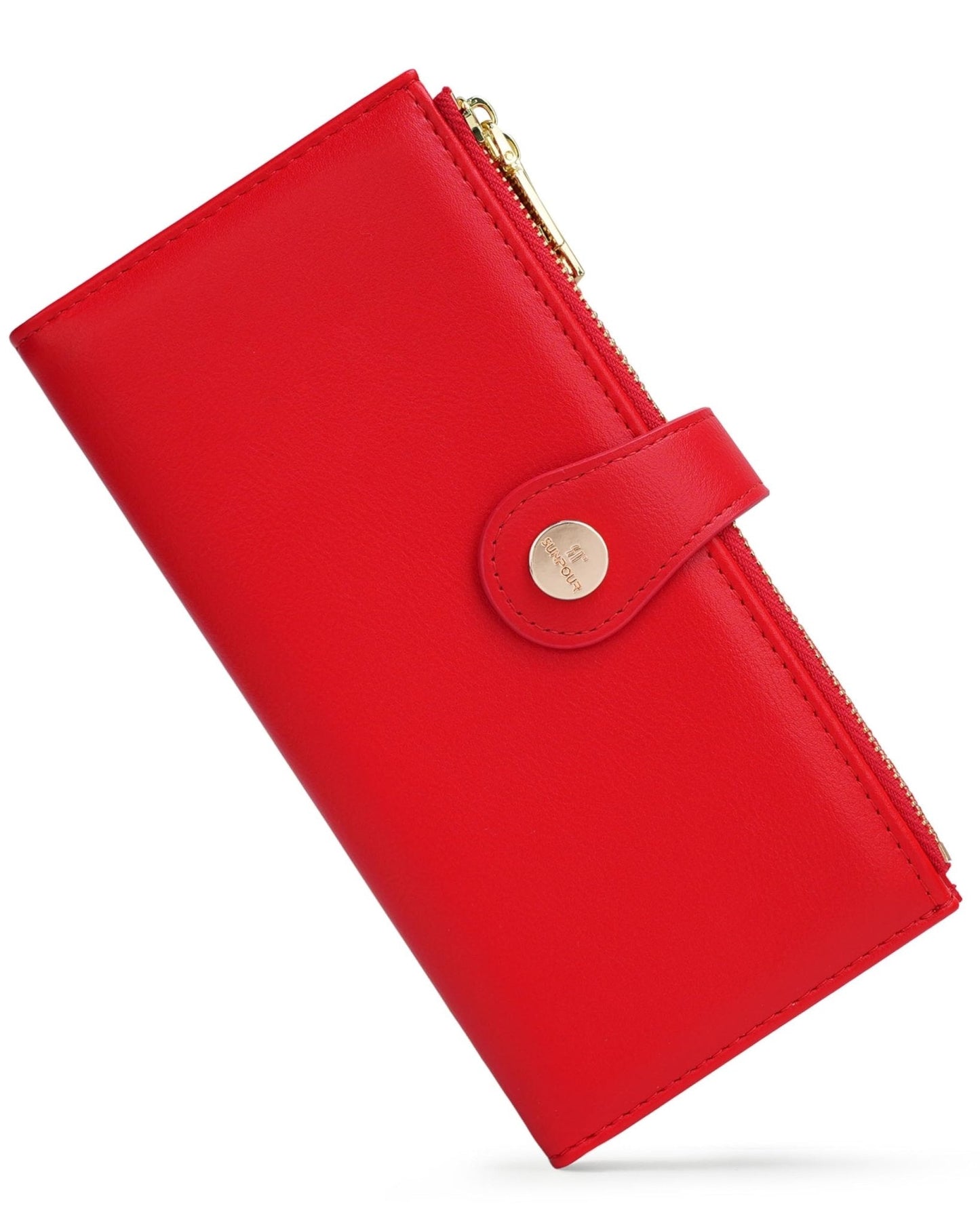 RFID Slim Wallet for Women with 12 Card Slots & Coin Pocket