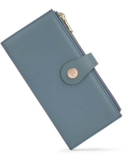 RFID Slim Wallet for Women with 12 Card Slots & Coin Pocket