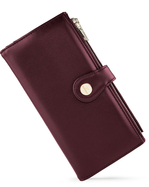 RFID Slim Wallet for Women with 12 Card Slots & Coin Pocket