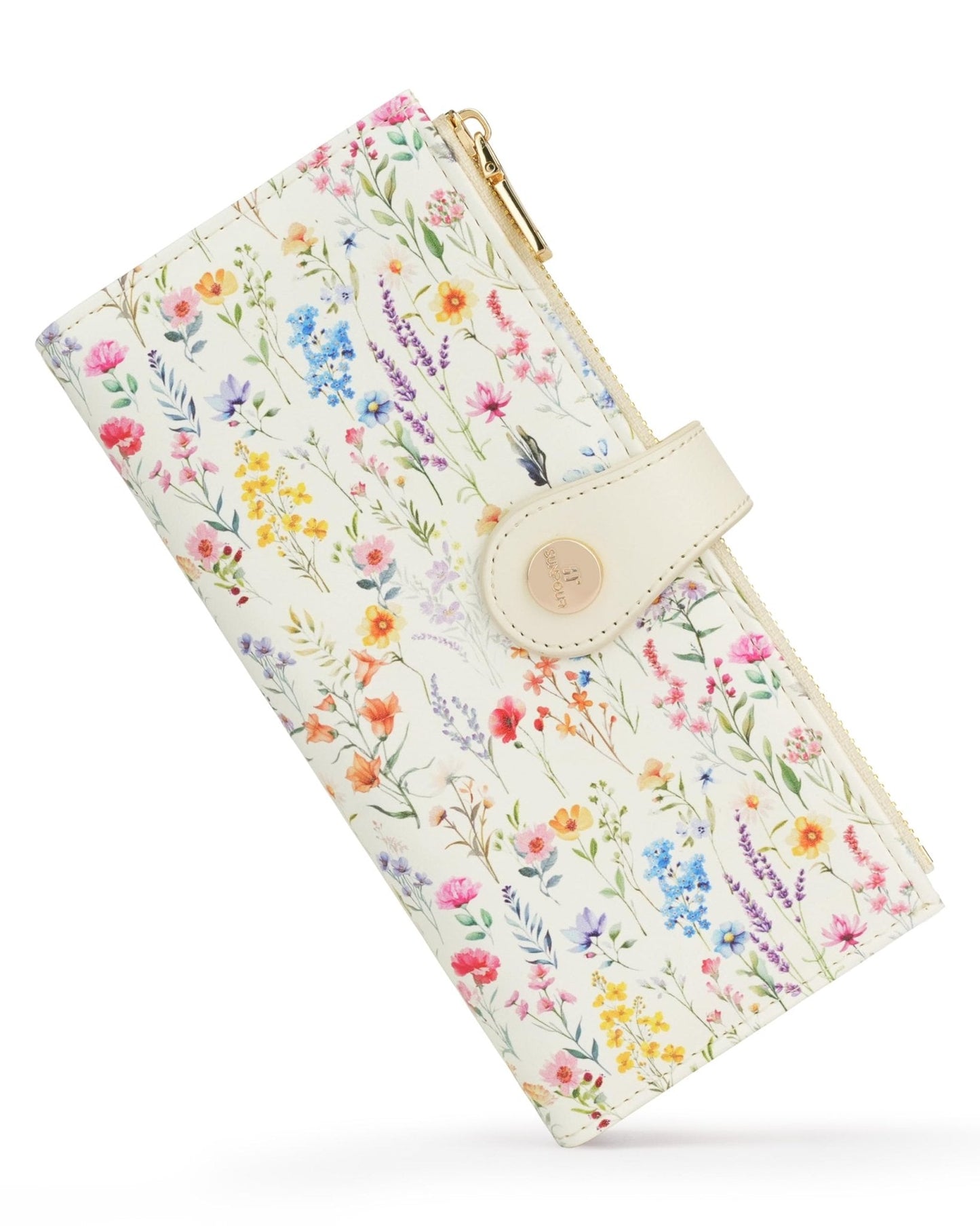 RFID Slim Wallet for Women with 12 Card Slots & Coin Pocket