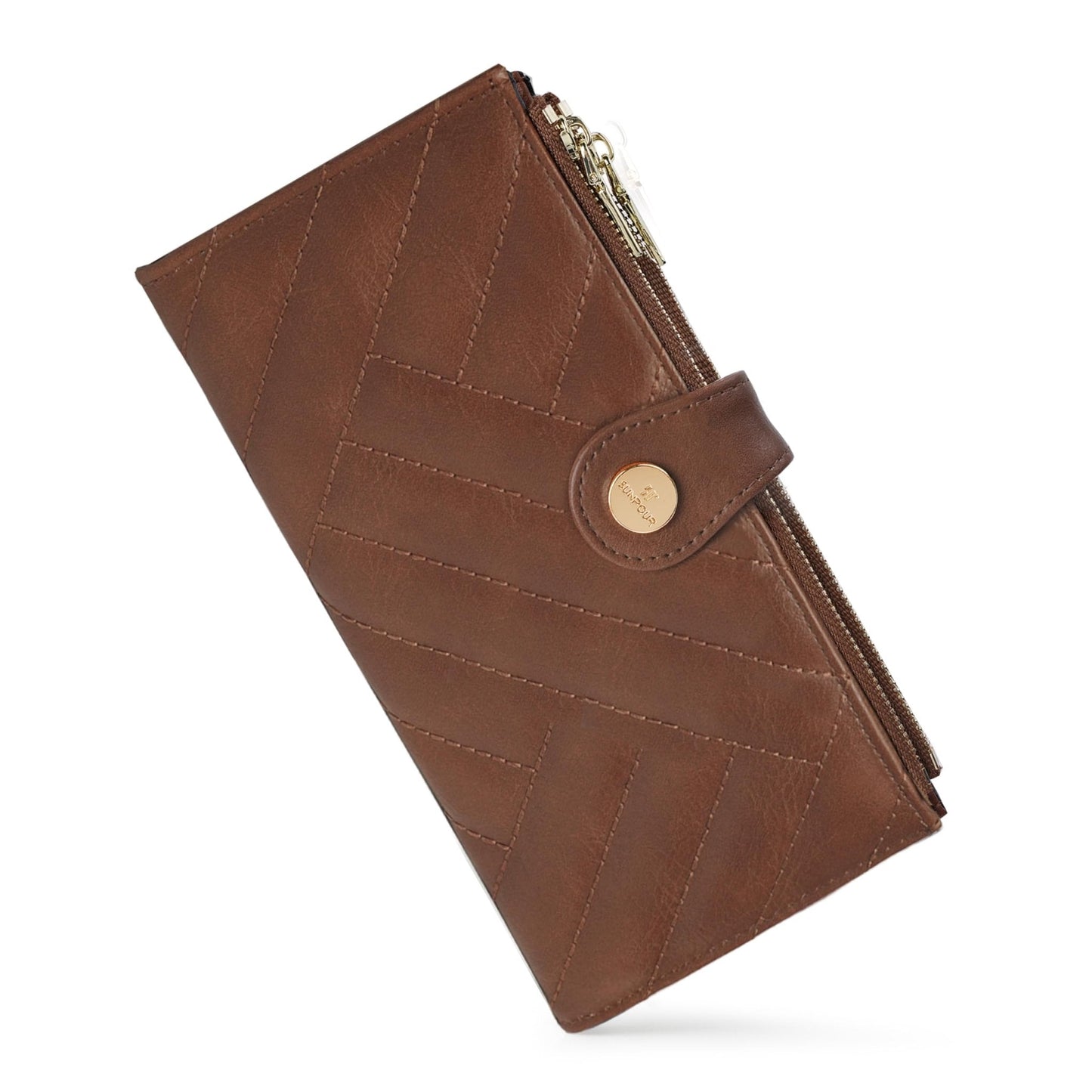 RFID Slim Wallet for Women with 12 Card Slots & Coin Pocket