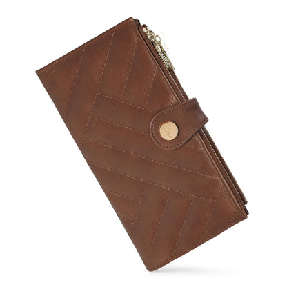 RFID Slim Wallet for Women with 12 Card Slots & Coin Pocket