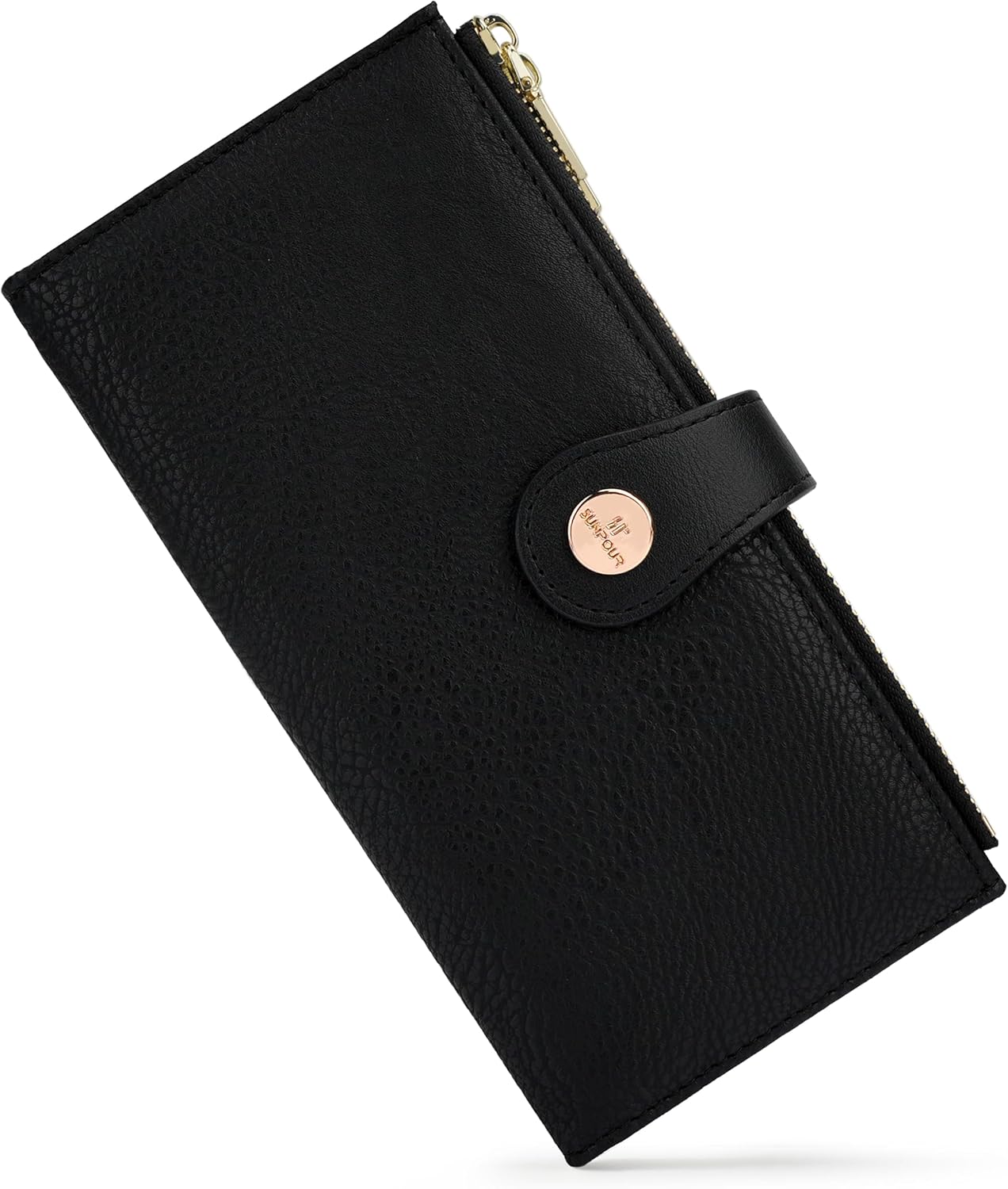 RFID Slim Wallet for Women with 12 Card Slots & Coin Pocket