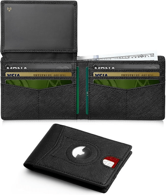 Slim AirTag Wallet for Men RFID Blocking Carbon Fiber Bifold