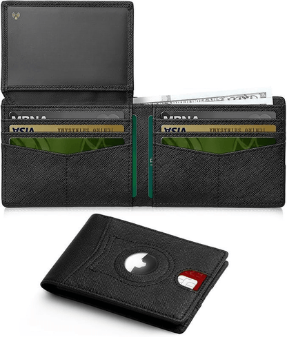 Slim AirTag Wallet for Men RFID Blocking Carbon Fiber Bifold