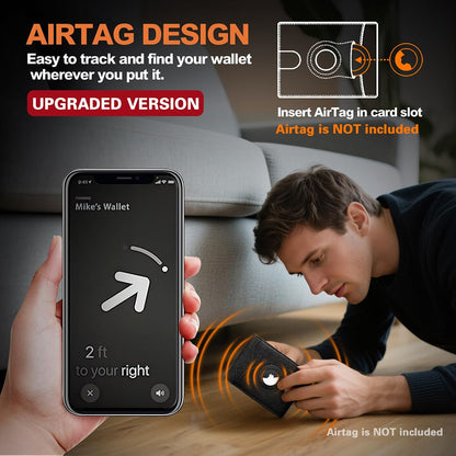 Slim AirTag Wallet for Men RFID Blocking Carbon Fiber Bifold