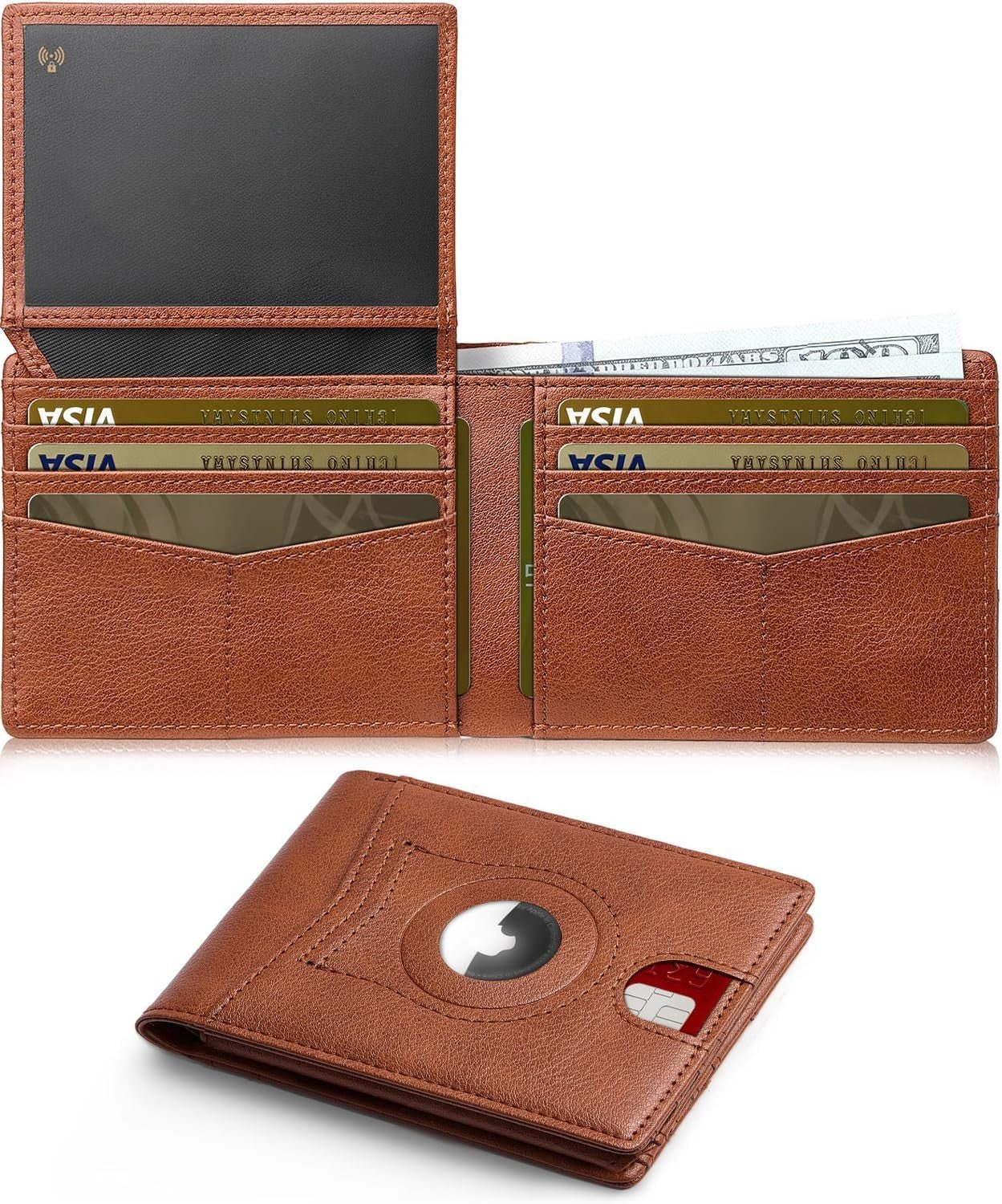 Slim AirTag Wallet for Men RFID Blocking Carbon Fiber Bifold