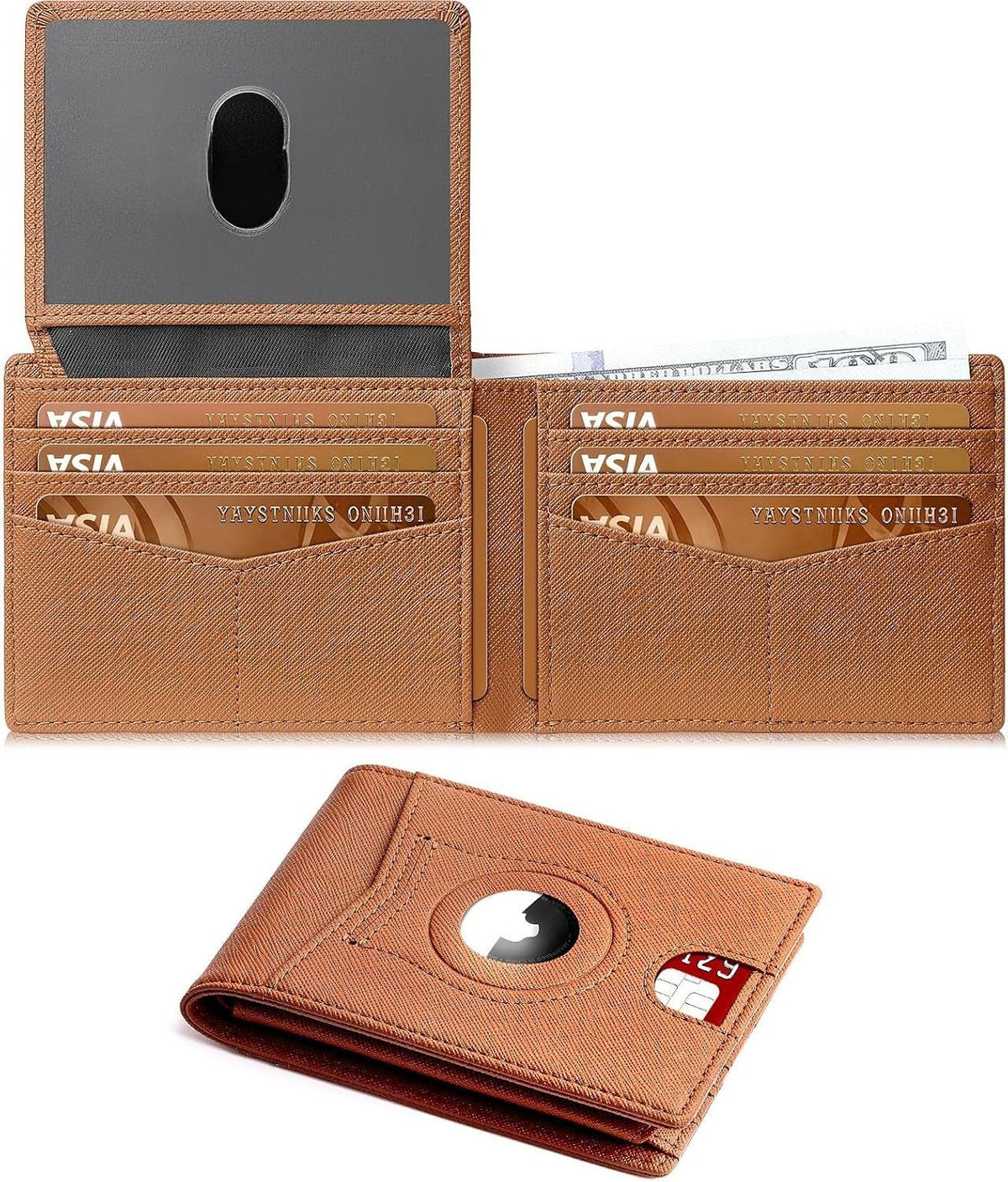 Slim AirTag Wallet for Men RFID Blocking Carbon Fiber Bifold