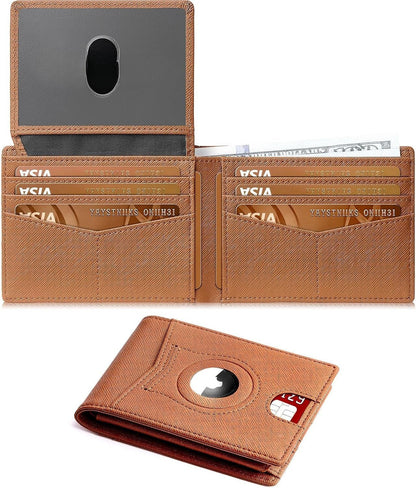 Slim AirTag Wallet for Men RFID Blocking Carbon Fiber Bifold