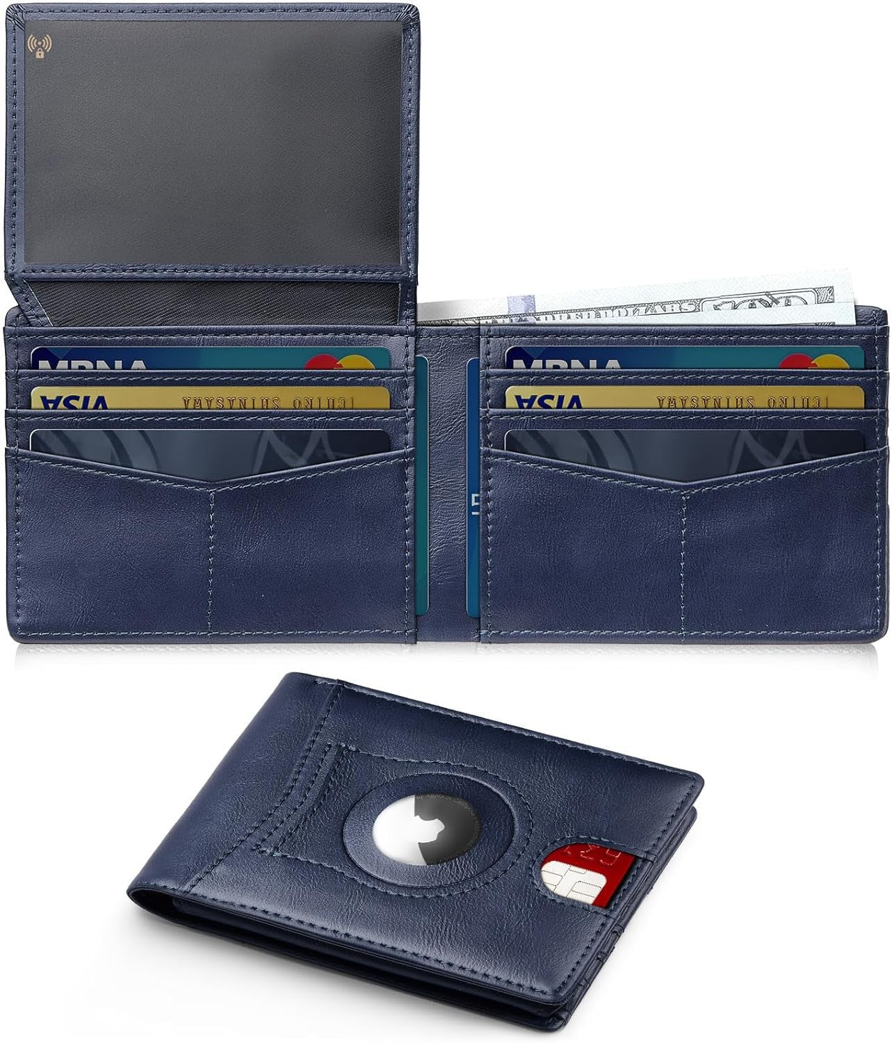 Slim AirTag Wallet for Men RFID Blocking Carbon Fiber Bifold